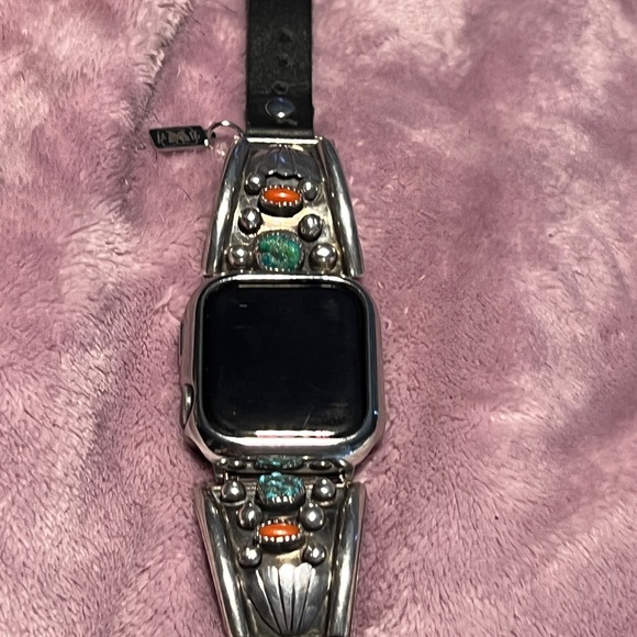 APPLE WATCHBAND/SS/turquoise/coral/Native American - Picture 5 of 6